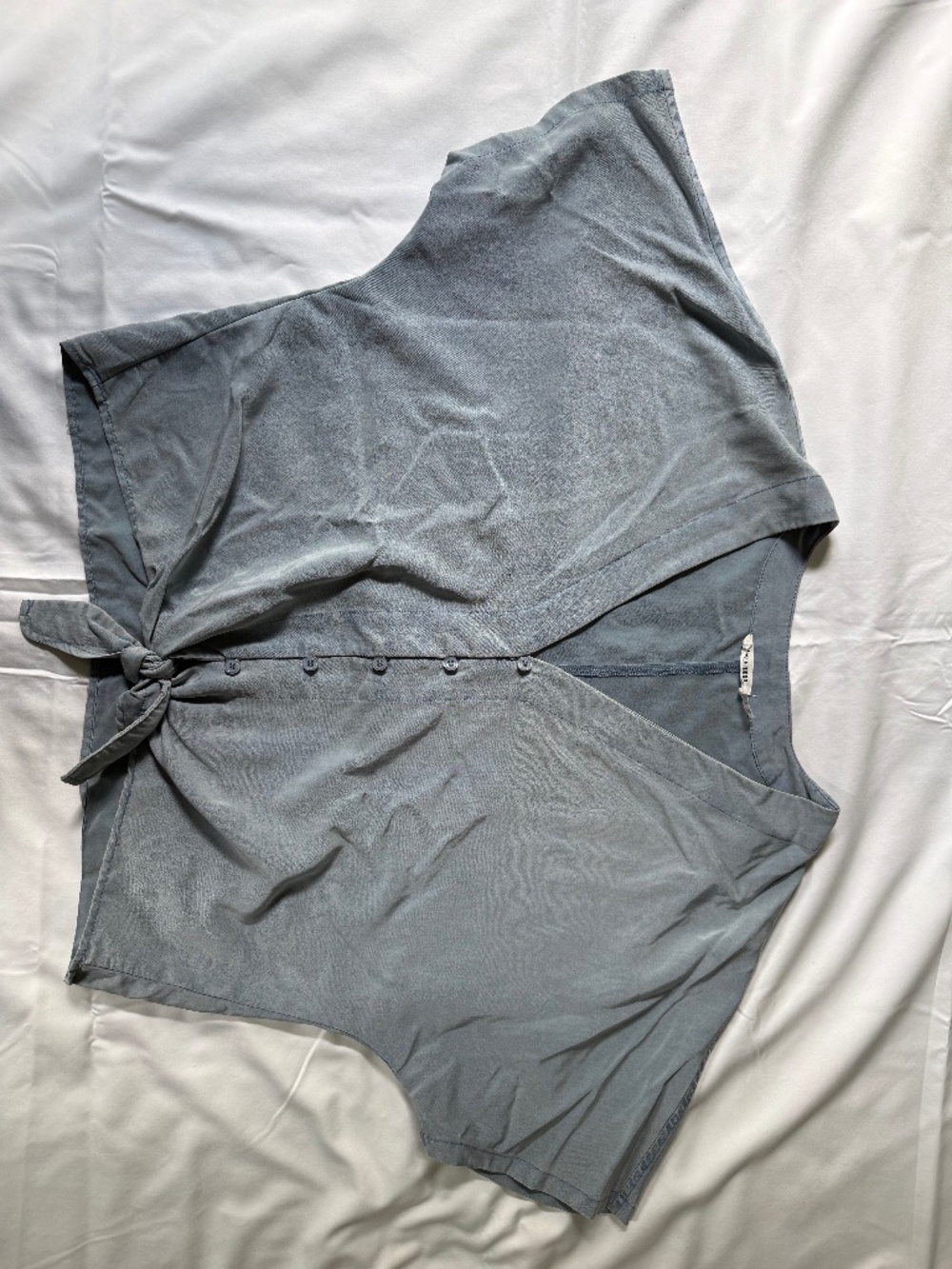 Day + Moon Light Denim Tie Top